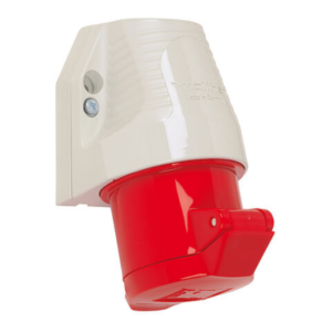 Wall socket for external fixing 16A 4P 6h with one top cable entry