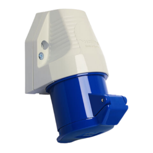 Wall socket for external fixing 32A 3P 6h with one top cable entry